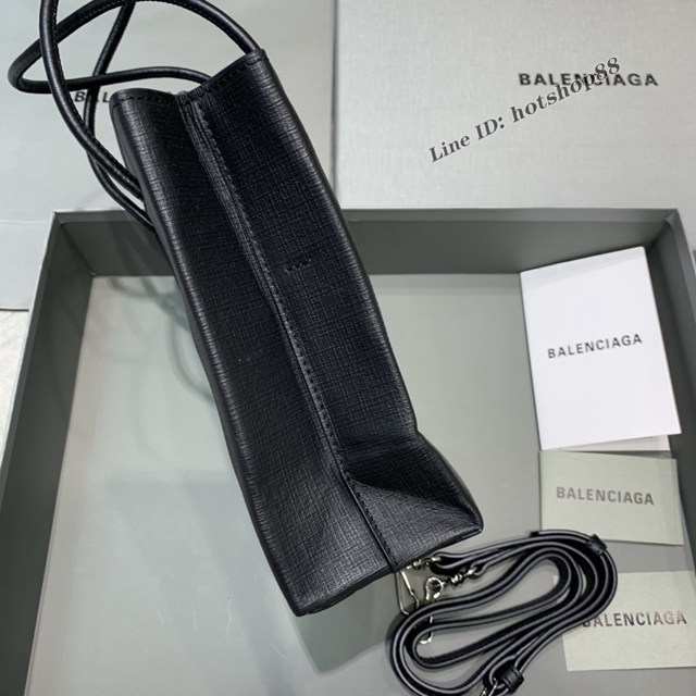 Balenciaga專櫃爆款小牛皮手提托特包 巴黎世家牙籤紋黑色小號方形購物包 fyj1682